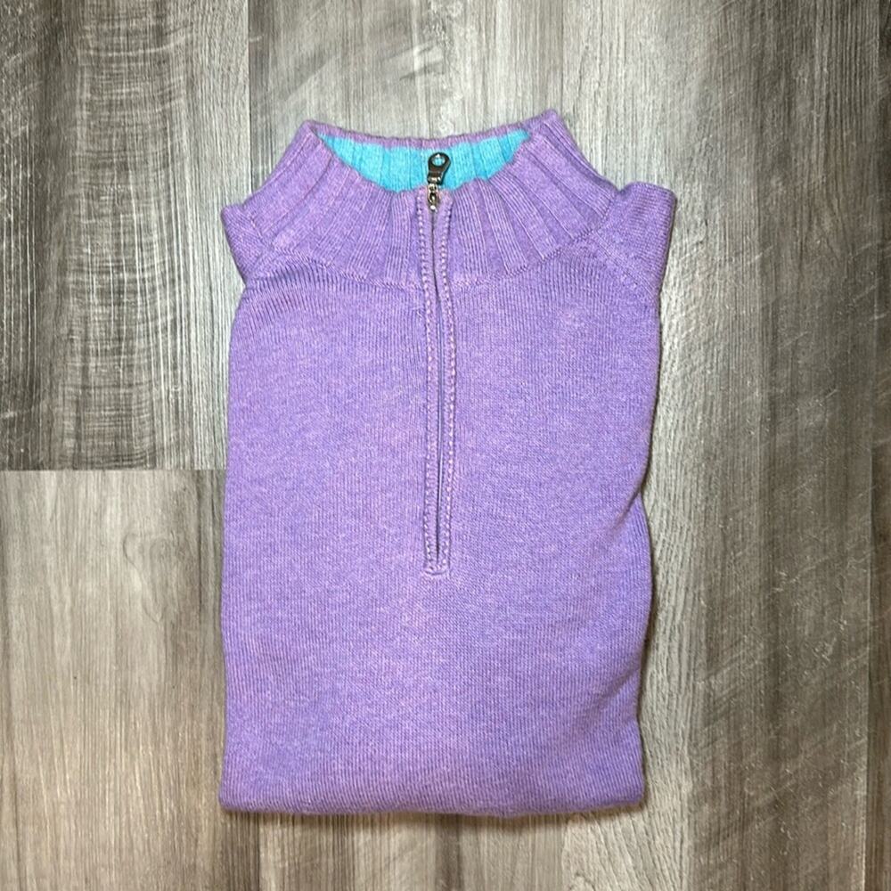 Robert Talbott Quarter Zip Sweater Pullover - Large
